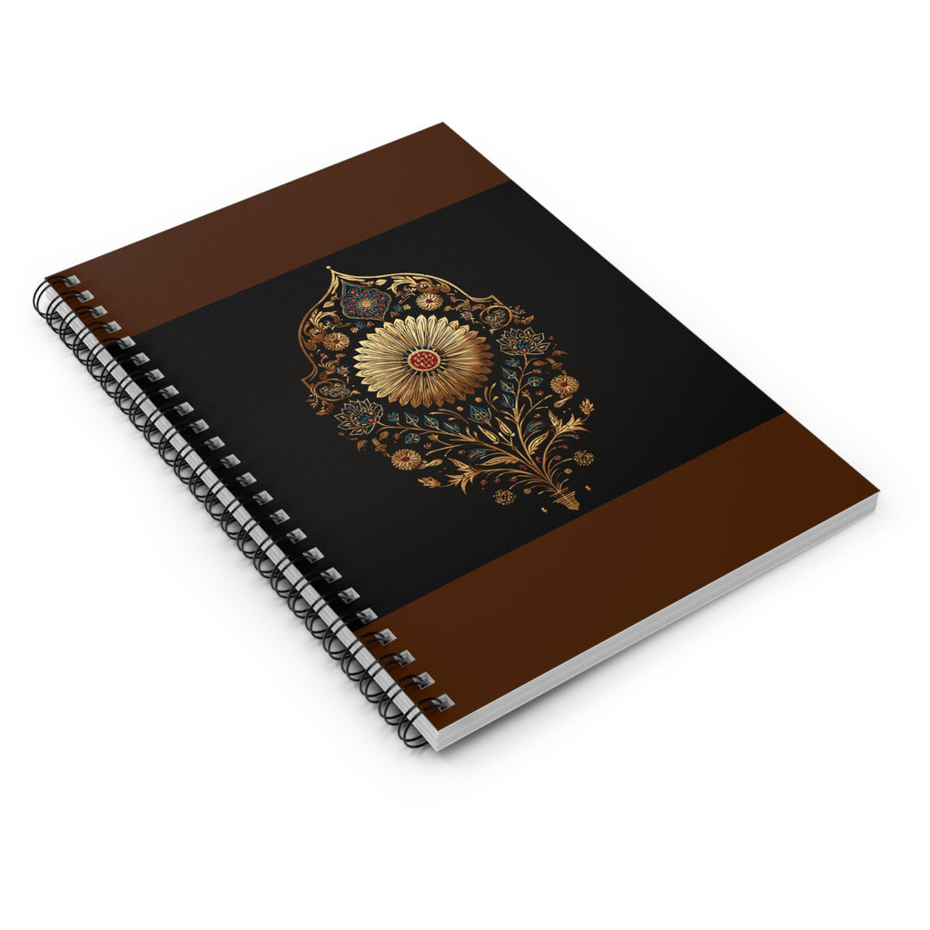 Elegant Floral Spiral Notebook - Black