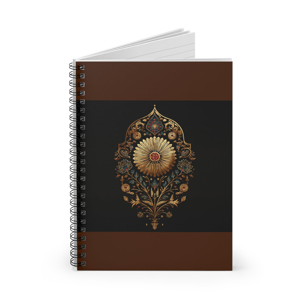Elegant Floral Spiral Notebook - Black