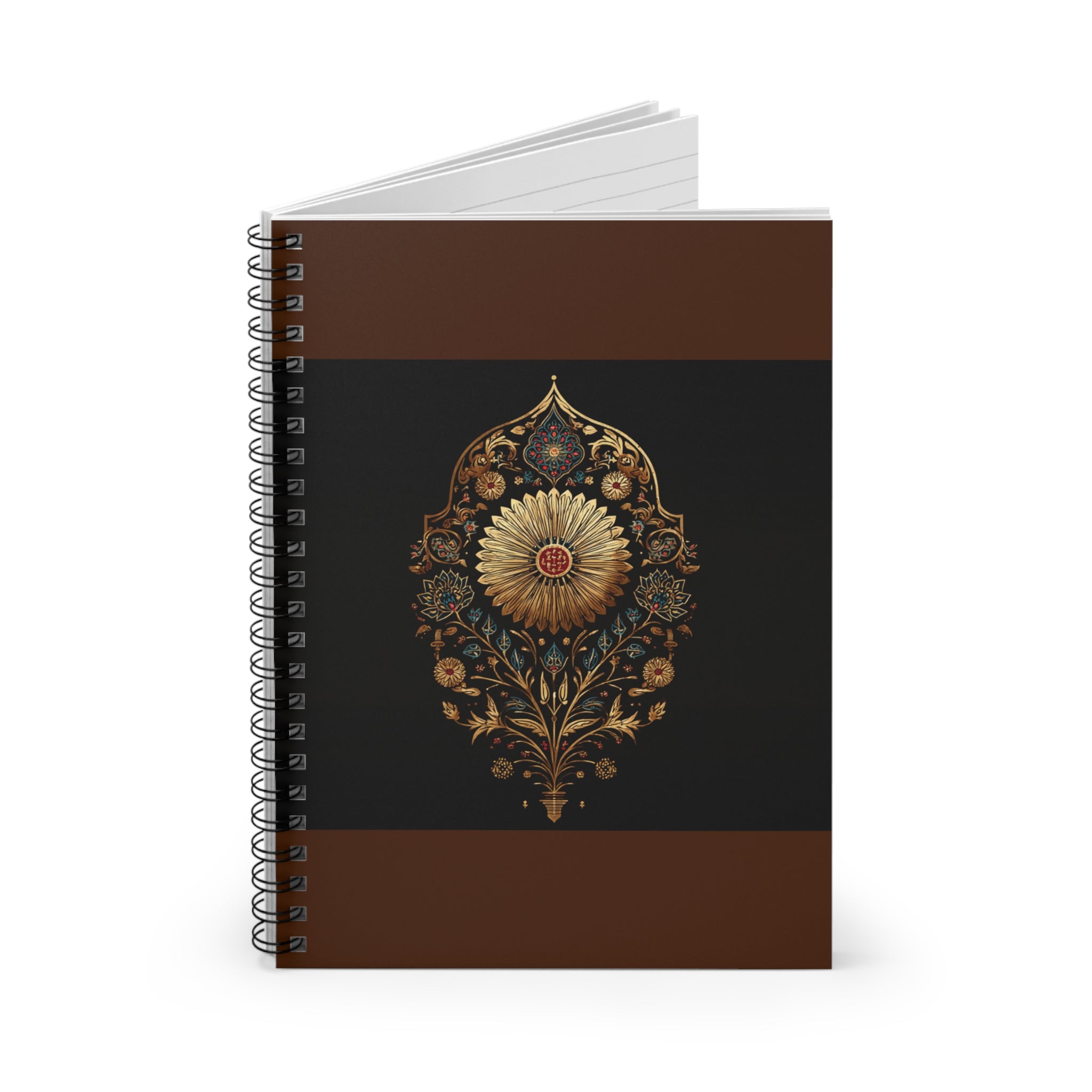 Elegant Floral Spiral Notebook - Black